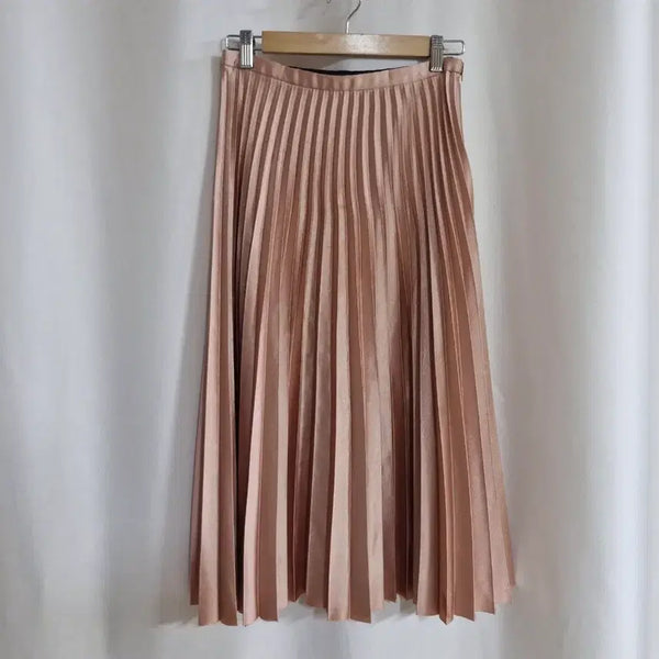 [BUNJANG] Zara Rose Gold Satin Pleated Skirt / 자라 로즈골드 새틴 플리츠 스커트
