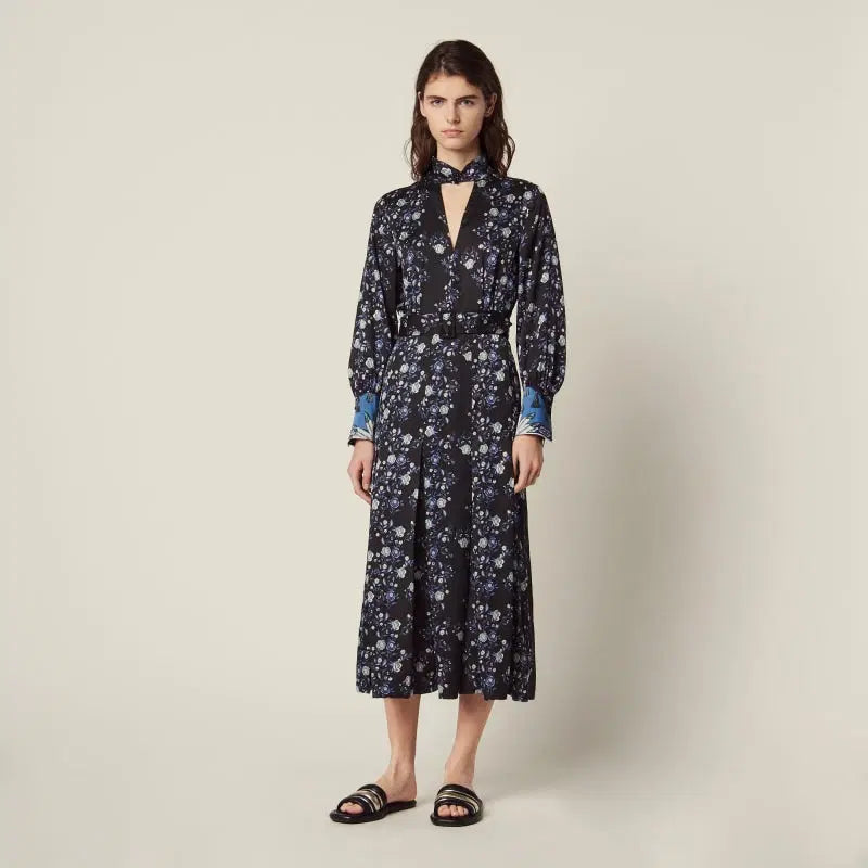 [BUNJANG] Sandro Rose Pattern Long Dress / SANDRO 산드로 장미 드레스 원피스 38