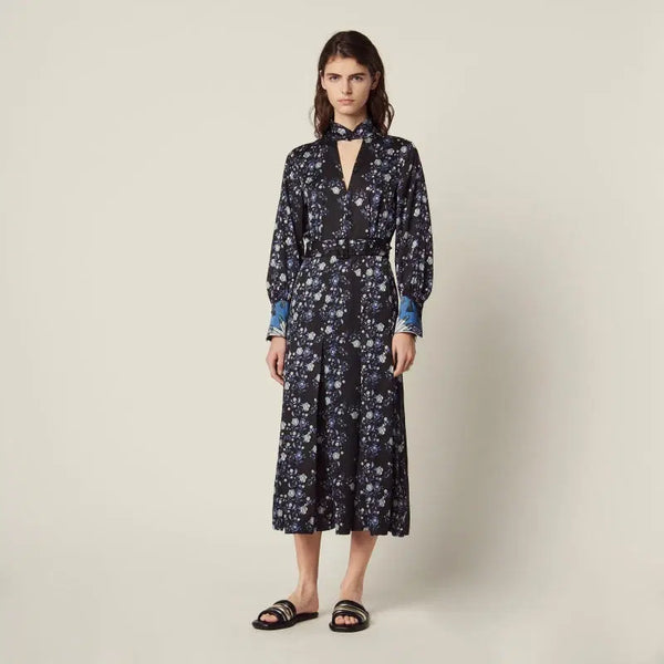 [BUNJANG] Sandro Rose Pattern Long Dress / SANDRO 산드로 장미 드레스 원피스 38