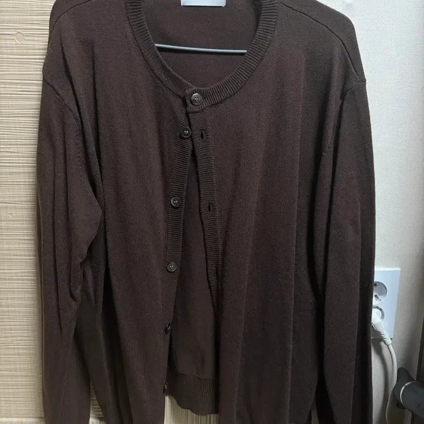 [BUNJANG] Juang Homme Cropped Round Neck Cardigan Brown / 주앙옴므 브라운 가디건