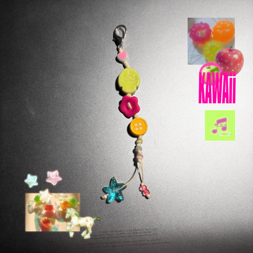 [BUNJANG] Vivid Candy Strap Beaded Keyring / 비비드 캔드 스트랩 비즈키링