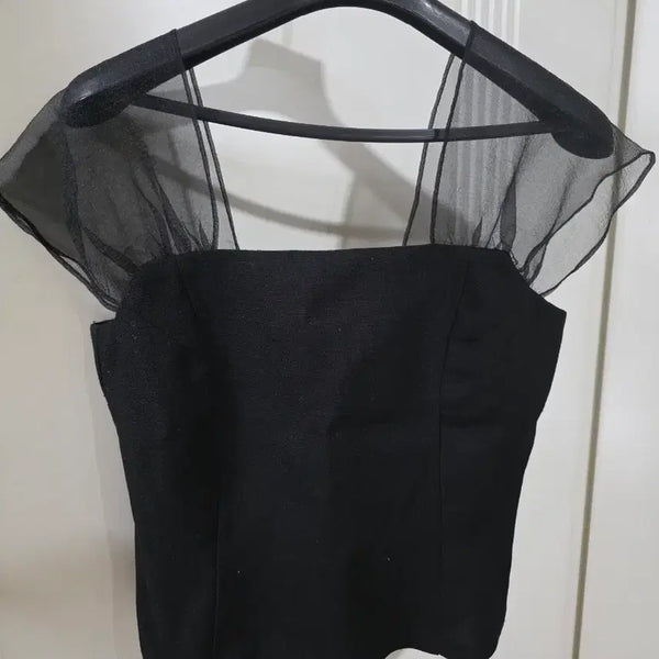 [BUNJANG] JENNIO Made Fairy Wing Tweed Top Black S / (택포종료) [새상품] 제니오 (made) 페어리 윙 트위드 탑 black s 블랙