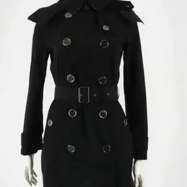[BUNJANG] Burberry Black Hooded Trench Coat UK4 / 정품 버버리 블랙 후드 트렌치 코트 UK4