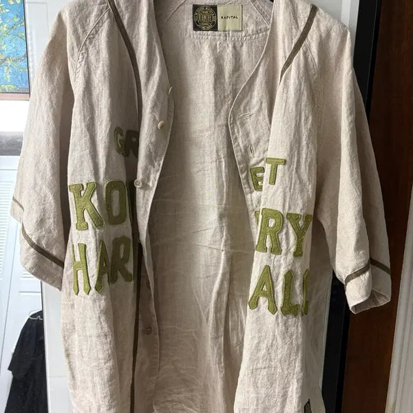 [BUNJANG] Kapital Baseball Shirt Linen Shirt Beige / [3사이즈] 캐피탈 베이스볼 셔츠 베이지 린넨셔츠