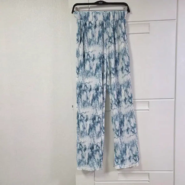 [BUNJANG] Vivacious Water Dye Pleats Wide Pants F / 비바셔스 물나염 플리츠와이드팬츠 F