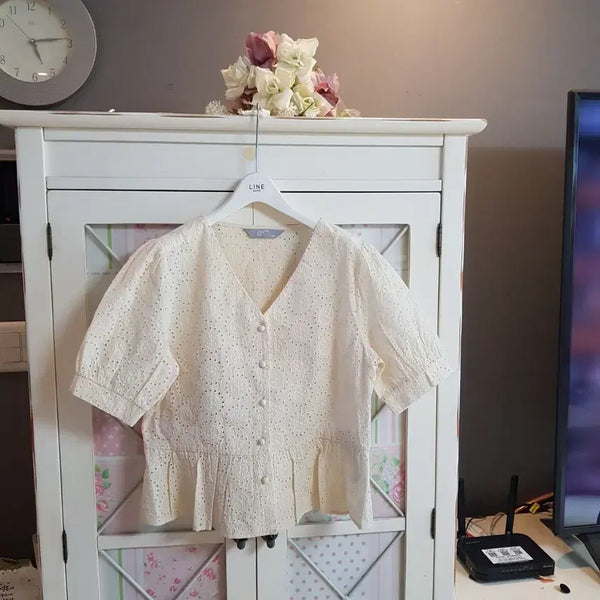 [BUNJANG] 8 Seconds Ivory Lace Blouse (Size 66) / 에잇세컨즈 블라우스/66