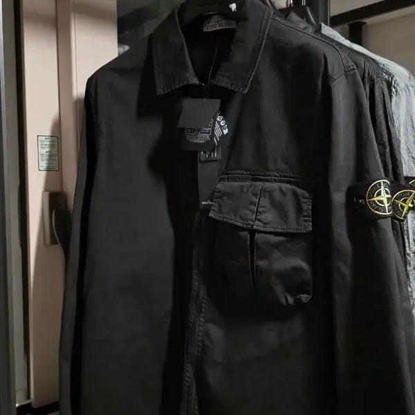 [BUNJANG] Stone Island Garment Dyed Cotton Overshirt Black L / 스톤아일랜드 가먼트 다이드 코튼 오버셔츠 국내판 블랙 L