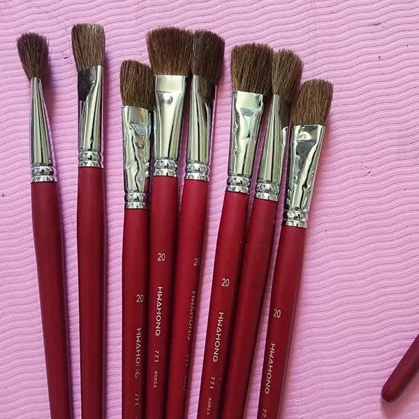 [BUNJANG] Hwahong 771 Size 20 Flat Brush Bundle Set / 화홍 771 붓 일괄
