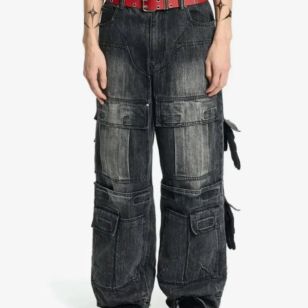 [BUNJANG] Bonaparte Maxi Cargo Jeans Black / 본바트 맥시 카고 진
