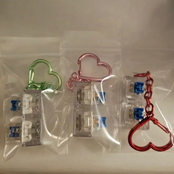 [BUNJANG] LED Heart Keyring with 2-Keycap Holder Custom Accessory / (무배) LED 키캡 2구 클리커 커스텀 부자재 하트 키링
