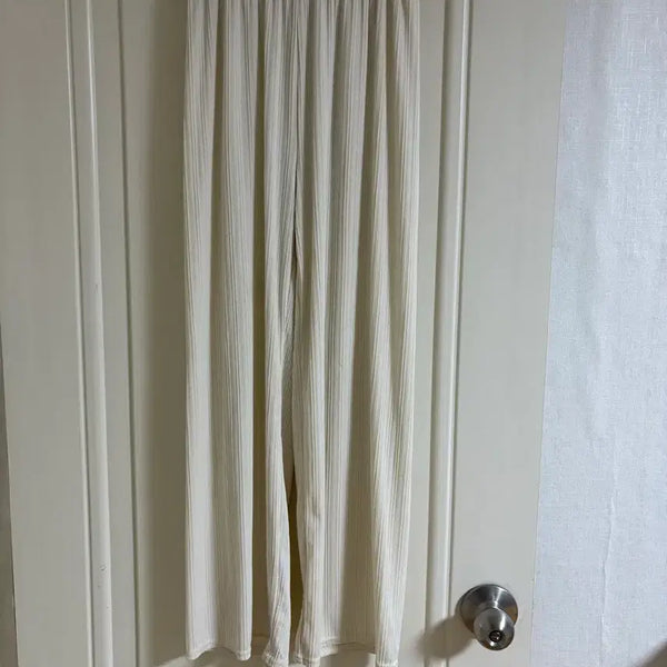 [BUNJANG] Pleated Elastic Waist Summer Pants - Ivory / 5만원대구매) 플리츠 밴딩 바지 여름바지 화이트 아이보리
