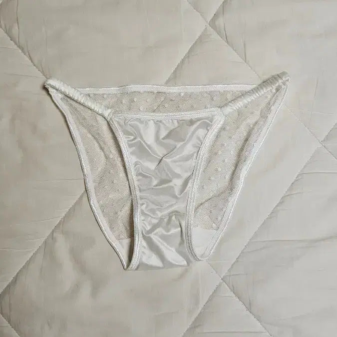 [BUNJANG] White Ice Silk Mesh Panty (M) - Gently Used / 화이트 아이스실크 망사 팬티 여성 속옷 중고