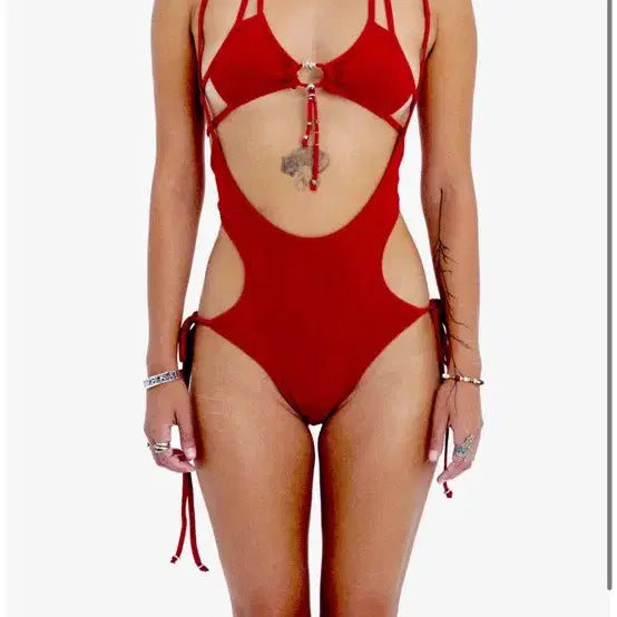 [BUNJANG] Hyein Seo Layered Swimsuit Red / Hyein Seo 레이어드 수영복 레드
