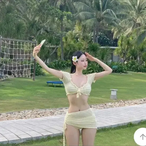 [BUNJANG] Shirring Off-Shoulder Bikini Set - Size L / 셔링 오프숄더 비키니 세트