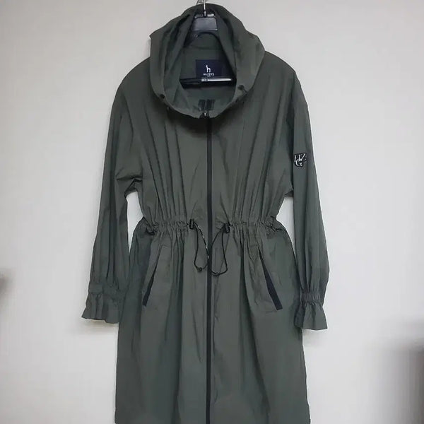 [BUNJANG] Hazzys Golf Women's Khaki Hooded Long Jacket (Size 77) / 헤지스 골프 허리스트링 후드 롱자켓 여 77