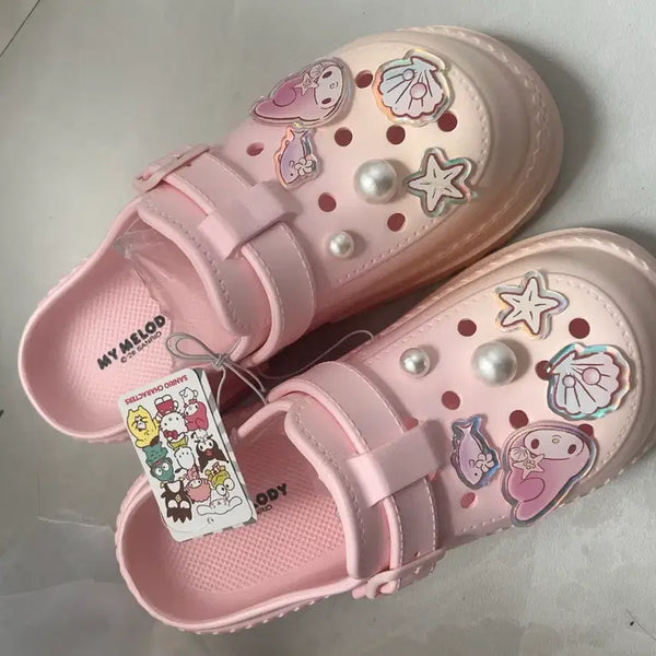 [BUNJANG] Sanrio My Melody Hello Kitty Platform Crocs (250) / [새상품] 산리오 마이멜로디 헬로키티 통굽 크록스 250