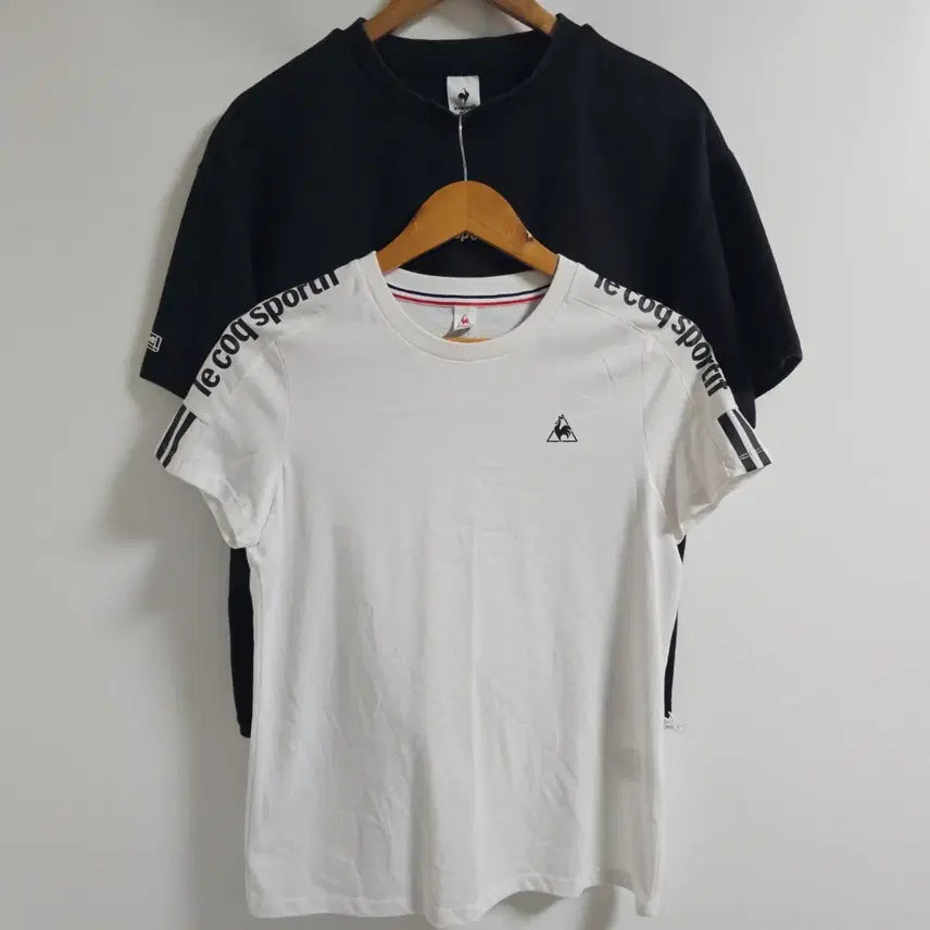 [BUNJANG] Le Coq Sportif Authentic Short Sleeve T-Shirt 2-Piece Set (White/Black, M) / [정품]르꼬끄 스포르티브 반팔 티셔츠 2종 세트 (화이트/블랙 M 90)