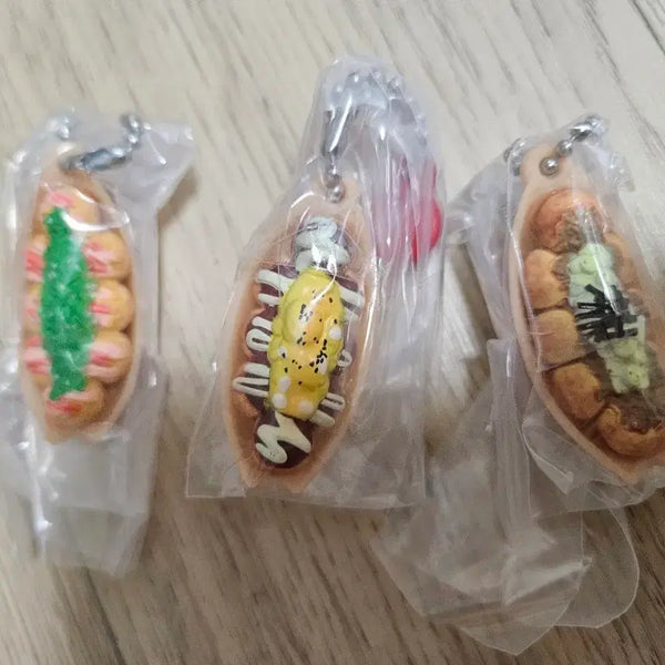 [BUNJANG] Takoyaki Miniature Keychain Gachapon Set (3 Types) / 타코야끼 미니어처 키링 가챠 3종 세트