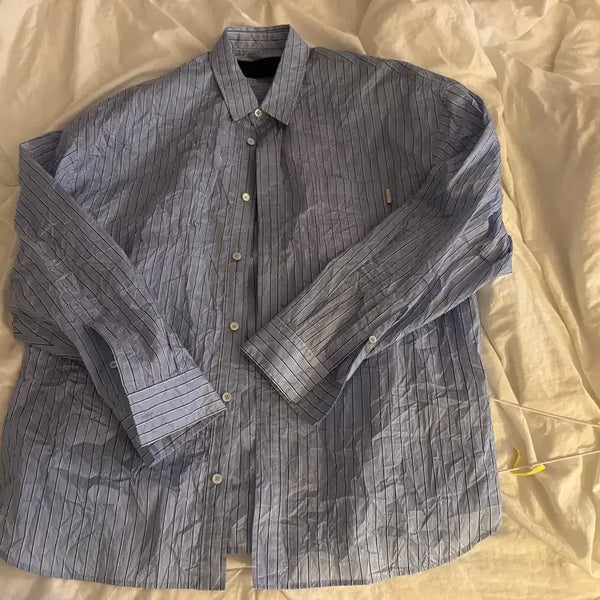 [BUNJANG] Juun.J 25SS Crinkle Blue Stripe Shirt / 48)25ss 준지 크링클 블루스트라이프 셔츠