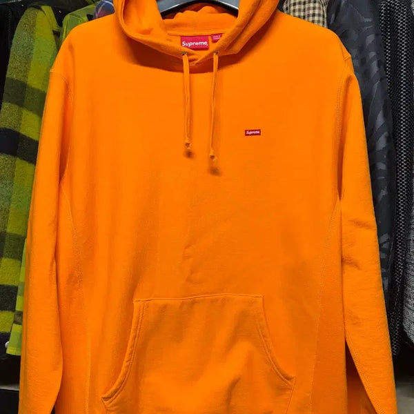 [BUNJANG] Supreme 22SS Enamel Small Box Logo Hoodie (Bright Gold/Orange) / 22ss 슈프림 스몰박스로고 후드티 (오렌지)