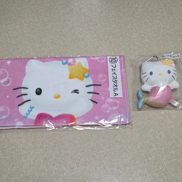 [BUNJANG] Sanrio Hello Kitty Mermaid Ichiban Kuji Bundle Set Mascot Plush & Face Towel / 일괄) 산리오 키티 헬로키티 머메이드 아타리 쿠지 이치방쿠지 제일복권 9번 10번