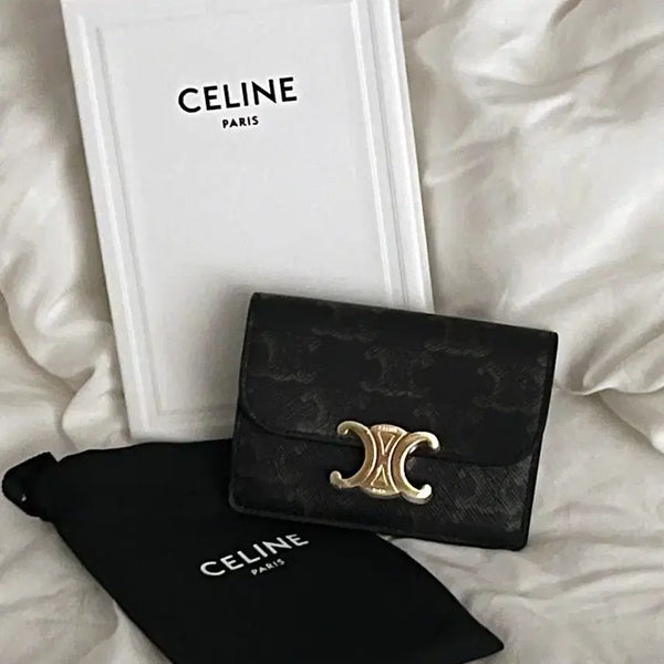 [BUNJANG] Celine Trio Palladium Canvas Tan Card Wallet Flap / 크림 정품 인증 셀린느 트리오페 탄 캔버스 탠 텐 카드지갑 플랩 트리옹프