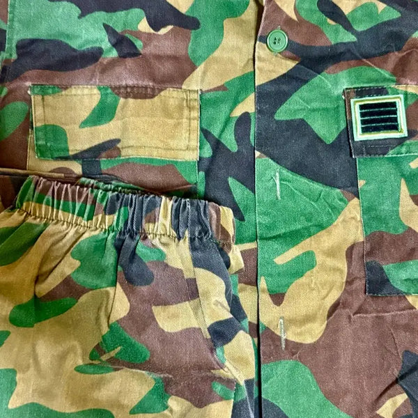 [BUNJANG] Military Uniform Style Short-Sleeve Top and Long Pants Set / 군복 반티 판매