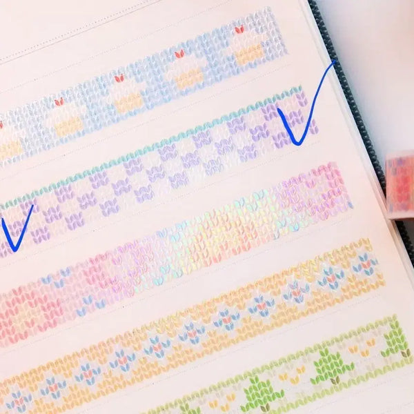 [BUNJANG] Duddu Shop Purple Knit Pattern washi tape with backing paper / 뚜뚜상점 이형지 마테 띵 보라니트