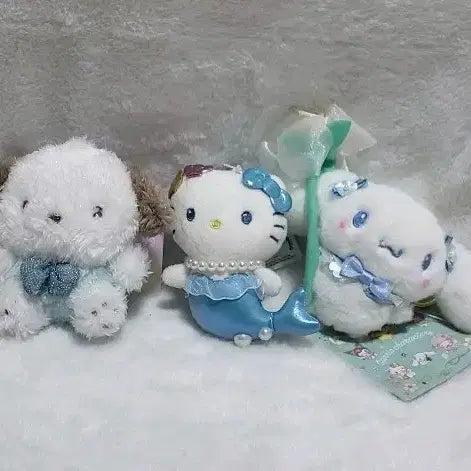[BUNJANG] Sanrio Plush Keychain 3-Piece Set (Hello Kitty, Cinnamoroll, Pochacco) Mermaid Theme / 새상품)산리오 인형키링 3종 세트 헬로키티 시나모롤 포차코 (일괄)