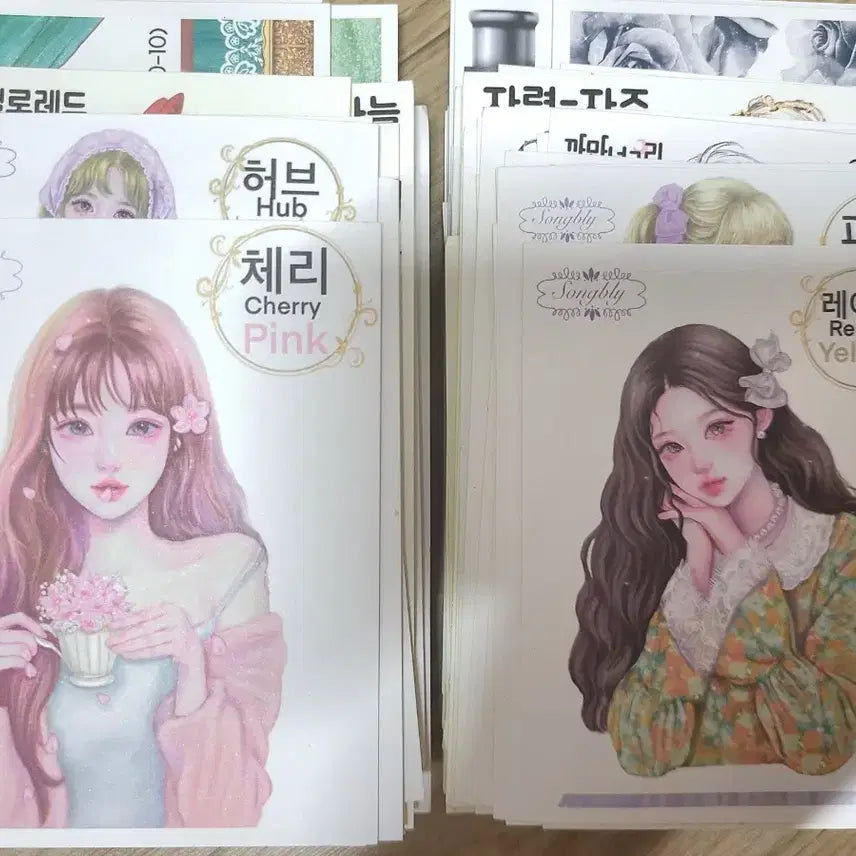 [BUNJANG] Bundle of Assorted Character and Background Stickers (Various Artists) / 무중복 인물,배경 인스 스티커 일괄 (오멜, 시월토끼, 송블리 등)