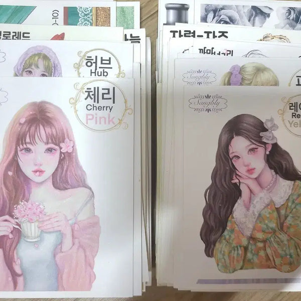 [BUNJANG] Bundle of Assorted Character and Background Stickers (Various Artists) / 무중복 인물,배경 인스 스티커 일괄 (오멜, 시월토끼, 송블리 등)