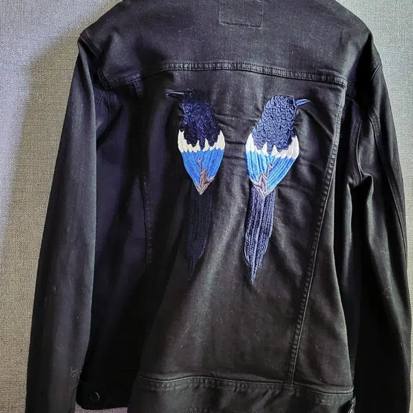 [BUNJANG] TI For Men Bird Embroidery Black Denim Jacket (XL) / [미착용 택달린 새상품-동영상 첨부] 티아이포맨 버드 자수문양 블랙 데님자켓
