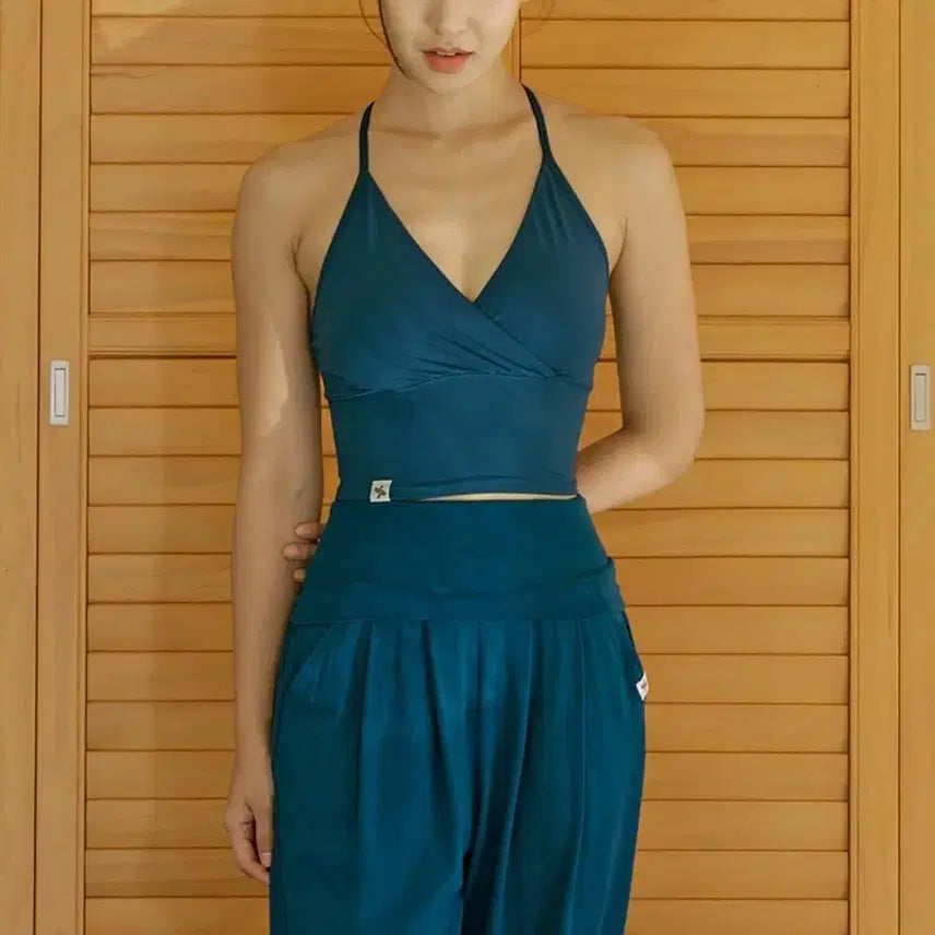 [BUNJANG] Xexymix Ribbing Relax Yoga Crop Top Blue Coral / (새상품)젝시믹스 랩셔링 릴랙스 요가탑 크롭탑 블루코랄