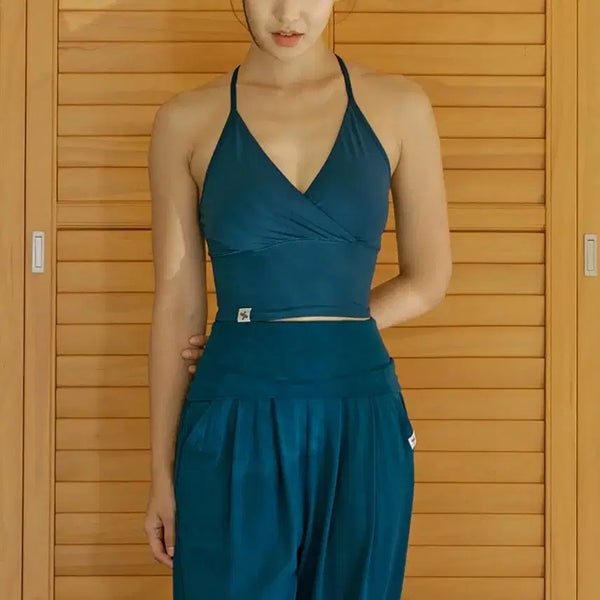 [BUNJANG] Xexymix Ribbing Relax Yoga Crop Top Blue Coral / (새상품)젝시믹스 랩셔링 릴랙스 요가탑 크롭탑 블루코랄