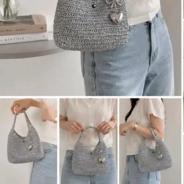 [BUNJANG] Silver Metal Mesh Mini Tote Bag / 실버(메탈)토트백(여름가방)