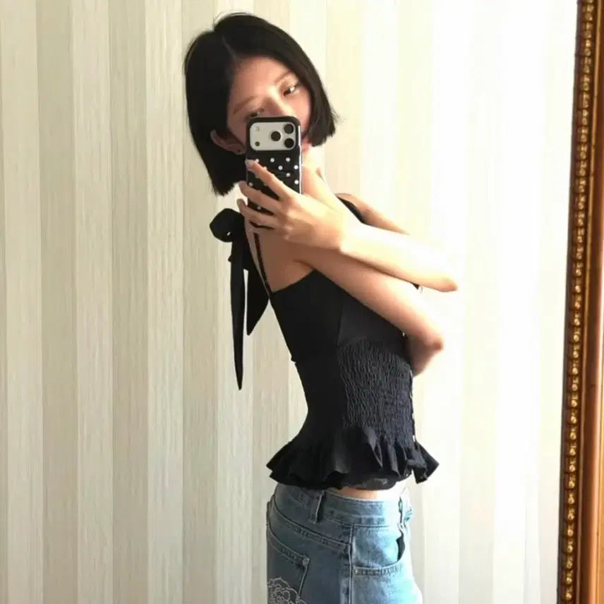 [BUNJANG] Zara Button Halterneck Top / 새상품) 레이 자라 버튼 홀터넥 탑