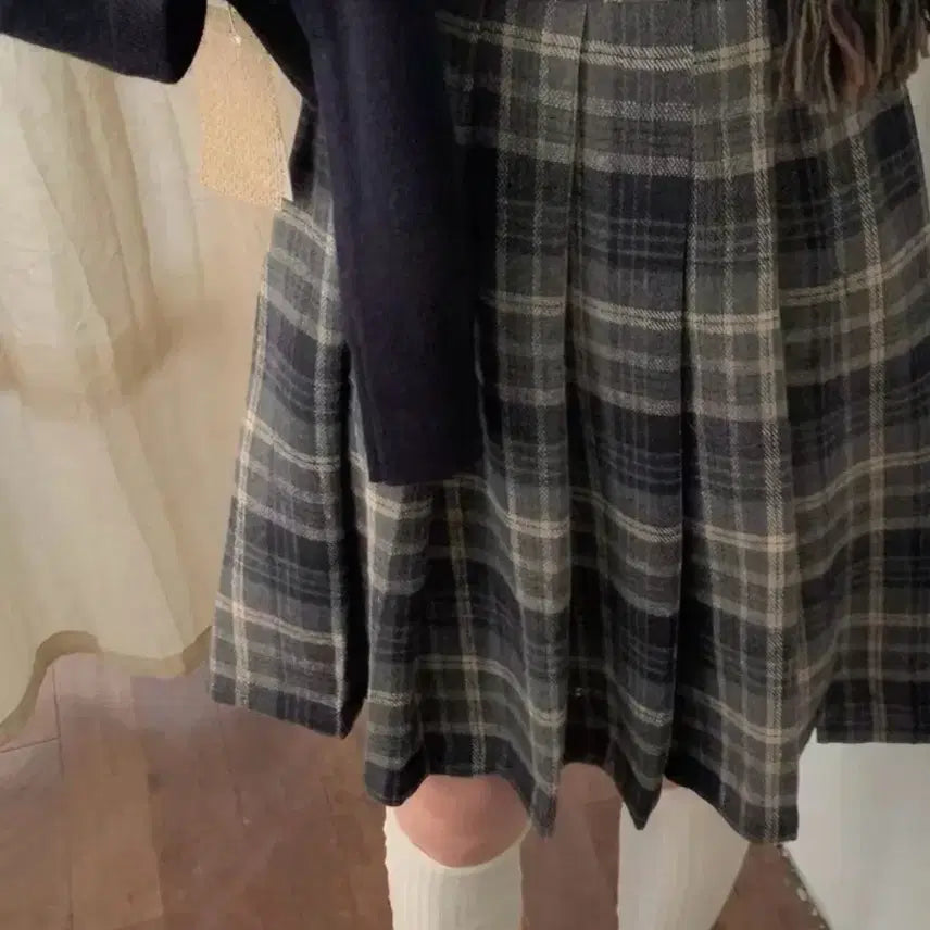 [BUNJANG] Midi Check Pleated Skirt / 미디 체크스커트