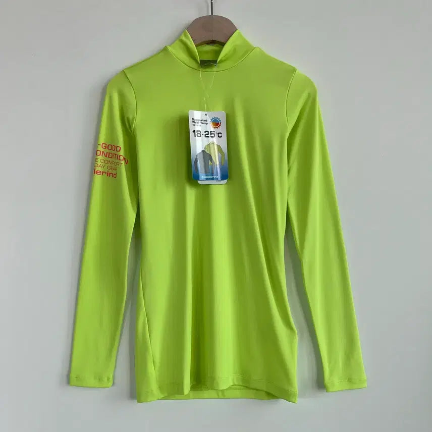 [BUNJANG] Appelind UV Protection Summer Performance Turtle Neck T-Shirt - Lime Green, Size 90 / (새상품) 애플린드 자외선 차단 여름 기능성 티셔츠 형광 라임 터틀넥 90