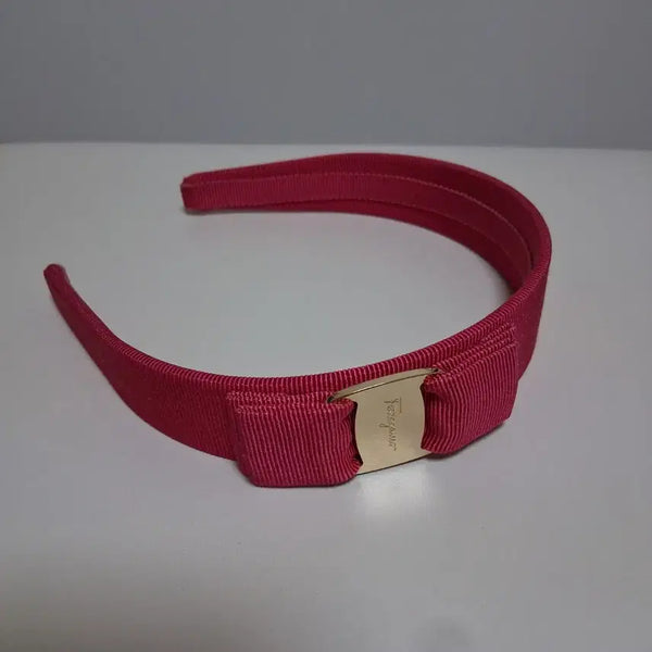 [BUNJANG] Salvatore Ferragamo Azalea Pink Vara Hairband / 페라가모 진달래색 바라 머리띠,헤어밴드 (금장)