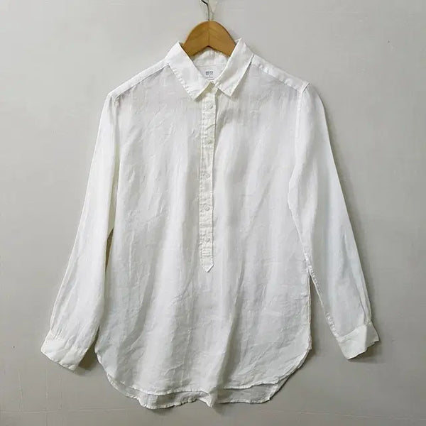 [BUNJANG] Uniqlo 100% Linen Shirt White / 유니클로 린넨 100% 셔츠 화이트