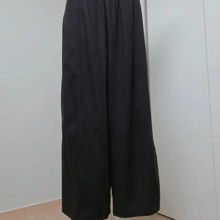 [BUNJANG] Black Linen Wide Banding Pants / 블랙 와이드 통바지  린넨밴딩바지