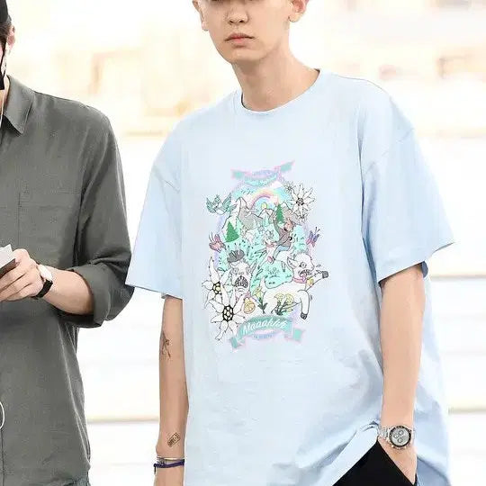 [BUNJANG] VETEMENTS Crazy Lamb Sky Blue Oversized T-Shirt / [m] 베트멍 크레이지 양 스카이블루 티셔츠