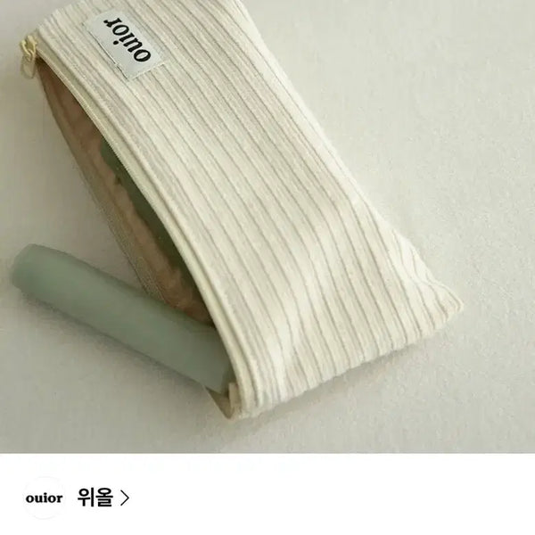 [BUNJANG] We All Flat Pencil Case Pouch Corduroy Vanilla Cream / 위올 플랫 펜슬케이스 필통 파우치 flat pencil case 코듀로이 바닐라 크림