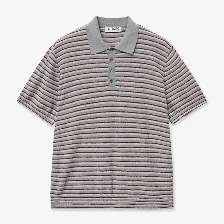 [BUNJANG] In Tempo Mood Horizon Stripe Collar Knit Grey / 인템포무드 호라이즌 스트라이프 카라 니트 그레이