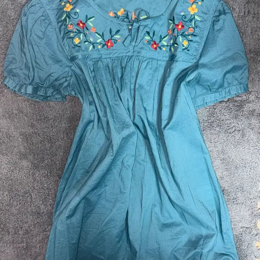 [BUNJANG] Hagumi Japanese Vintage Short Sleeve Blouse Top / 청록민트 모리걸하구미 일본빈티지 반팔 블라우스 상의