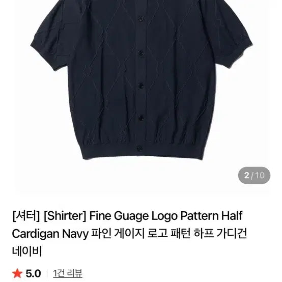 [BUNJANG] Shutter Fine Gauge Logo Pattern Half Cardigan Navy / 셔터 파인 게이지 로고 패턴 하프 가디건 네이비