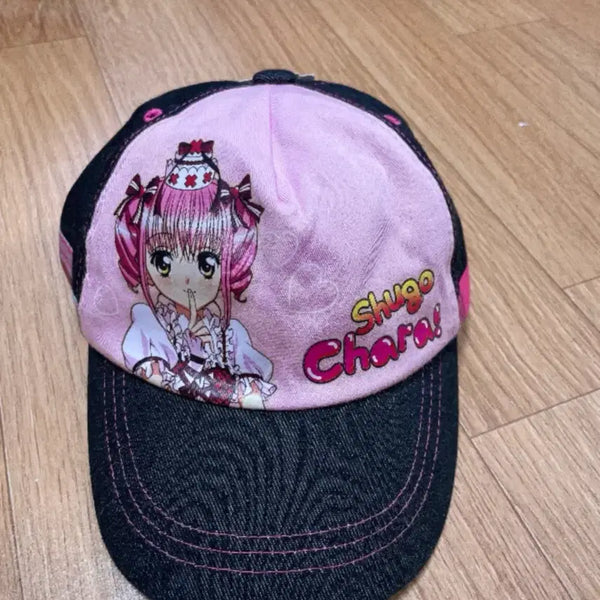 [BUNJANG] Shugo Chara! Amu Pink Denim Visor Cap / 캐릭캐릭체인지 아무 볼캡 모자 고전