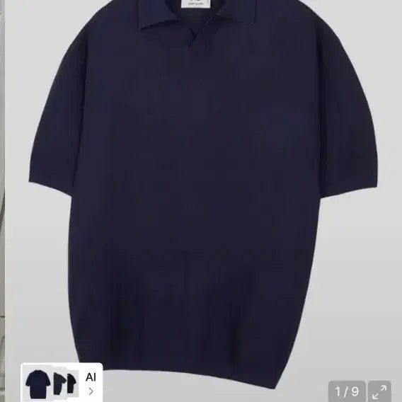 [BUNJANG] Age of Youth Plain Collar Short Sleeve T-shirt Navy M / 에이지오디 플레인 카라반팔 m