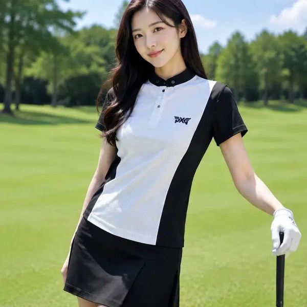 [BUNJANG] PXG Golf Women's Side Block Short Sleeve Polo T-Shirt - Size S / [정품]PXG 골프 여성 사이드 블록 반팔 카라 티셔츠 S