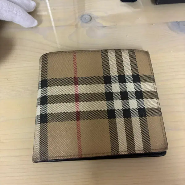 [BUNJANG] Burberry Vintage Check Leather Slim Bifold Wallet / [S] 버버리 빈티지 체크 레더 슬림 반지갑